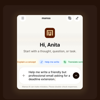 Mansa AI drafting a professional email