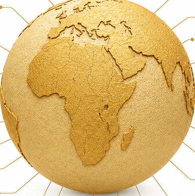 Globe centered on Africa