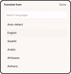 Translate from language picker